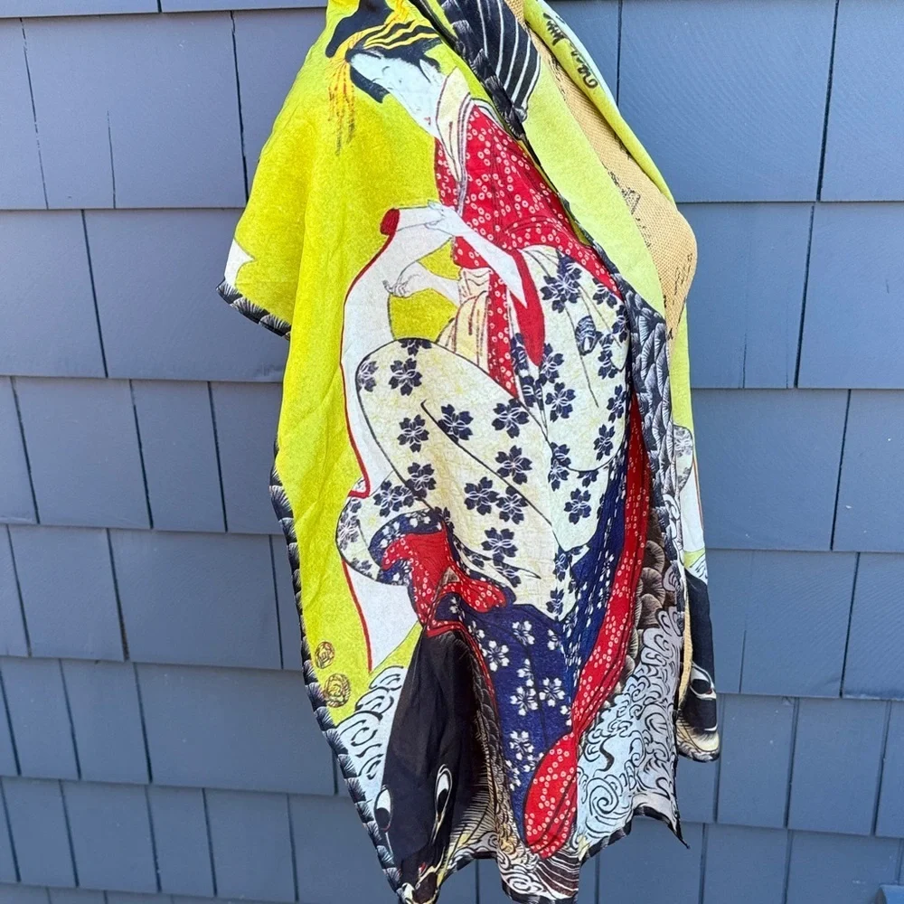 Elegant Multicolor Artistic Scarf Cocoon House Silk washable ethnic